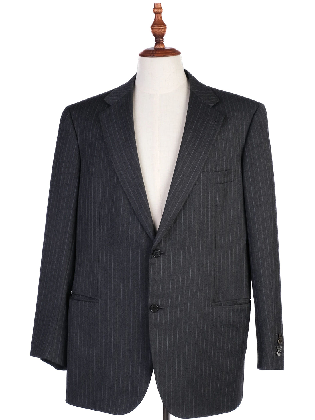Excellent BRIONI Black Wool Pinstripe Suit Jacket Size XXL