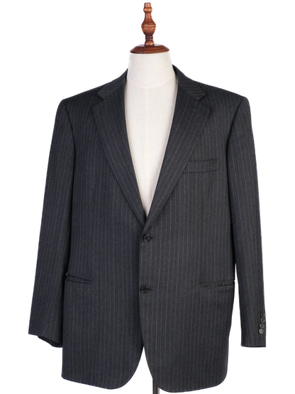 Excellent BRIONI Black Wool Pinstripe Suit Jacket Size XXL