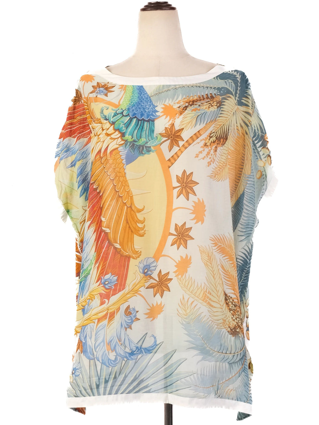 Excellent Hermes Cotton Blouse Colorful M Size Women