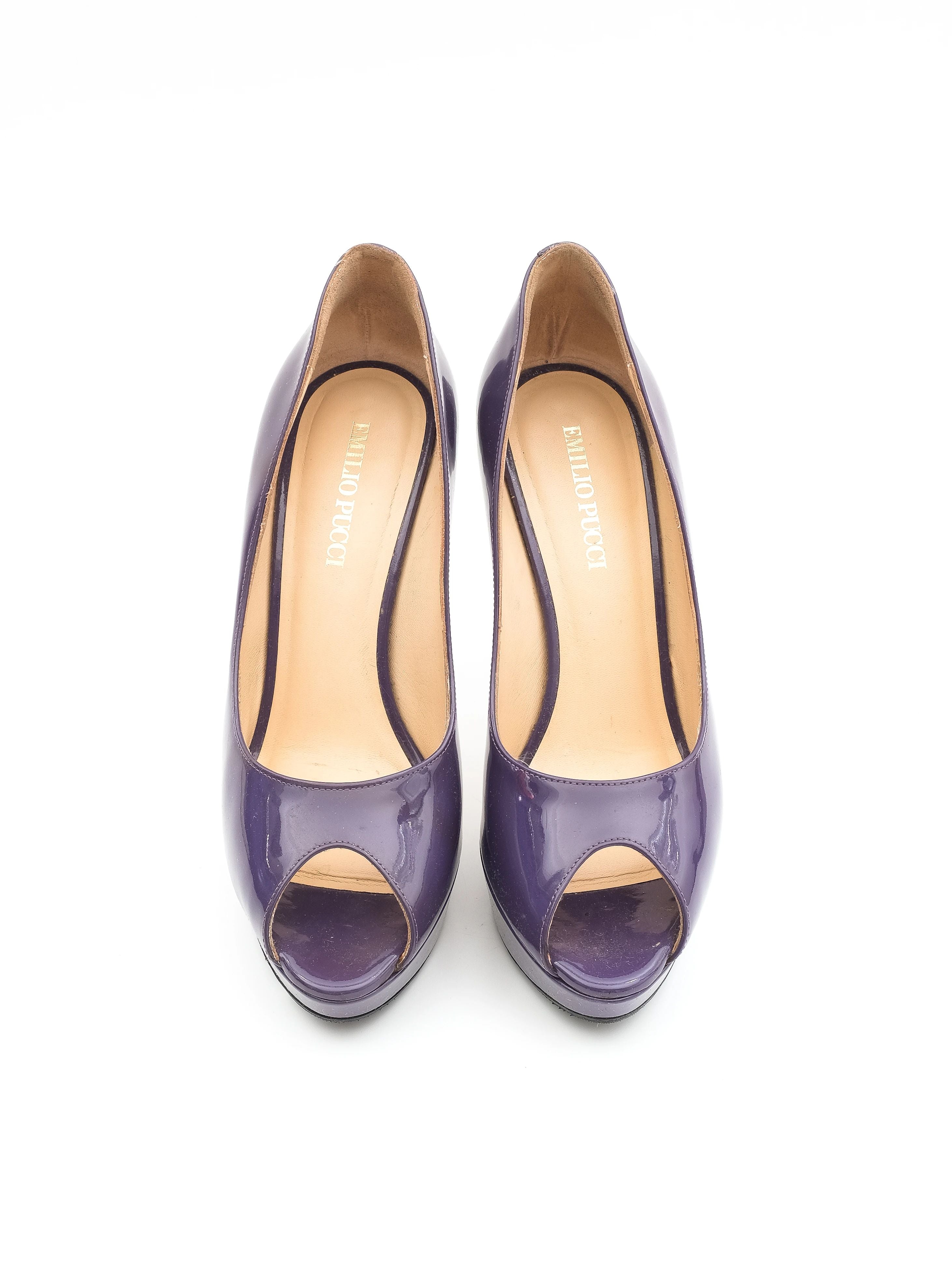 NEW Emilio Pucci Purple High-Heel Peep-Toe Pumps Size 37