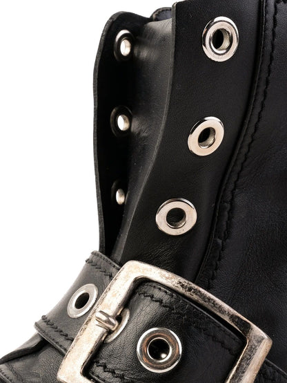 Excellent Alexander McQueen Black Leather WomenÕs Boots Size 35