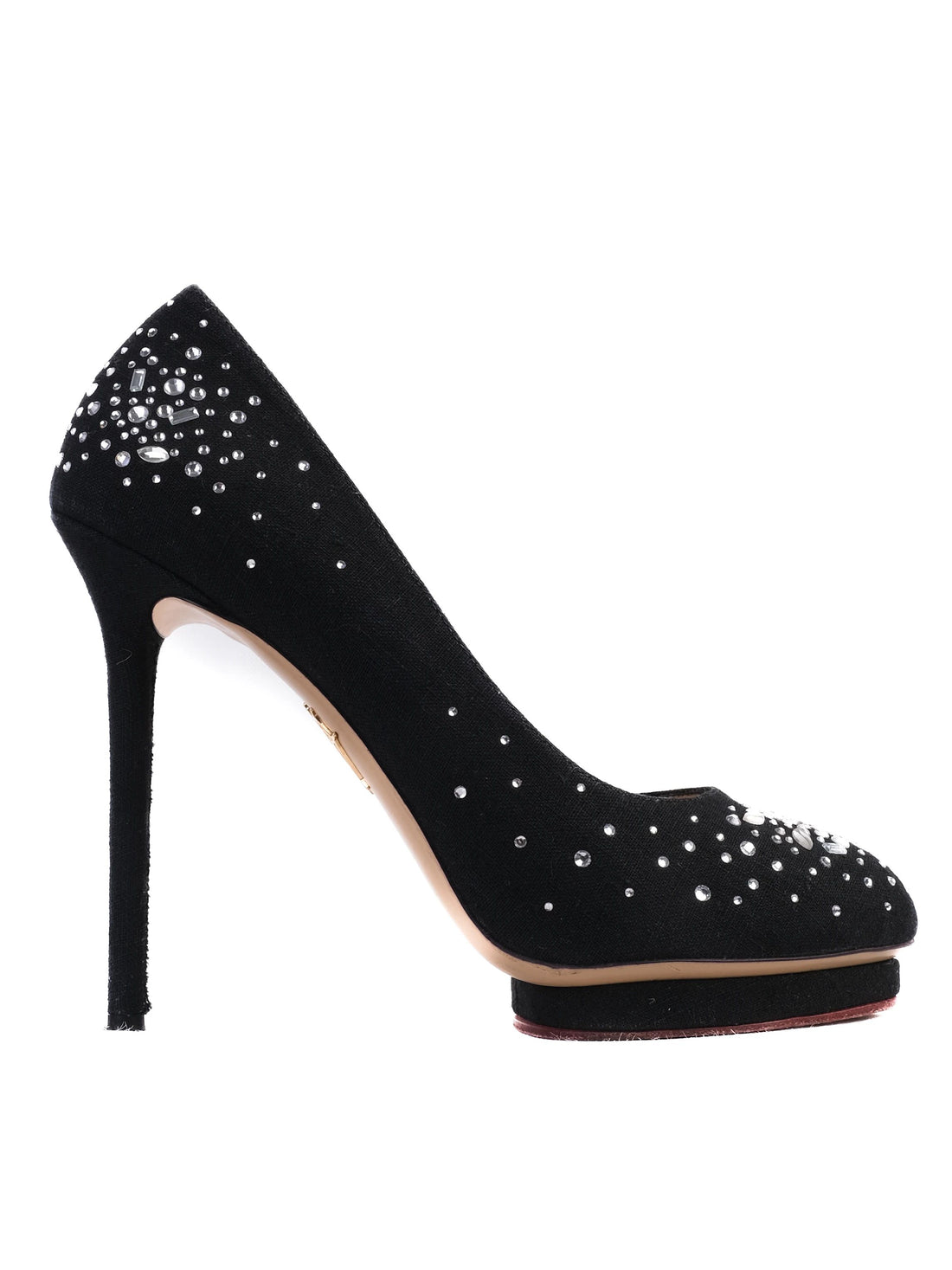 Excellent Charlotte Olympia Black Leather High-Heeled Shoes Size 39
