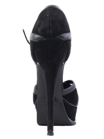Excellent Yves Saint Laurent Black Leather High-Heeled Sandals Size 36