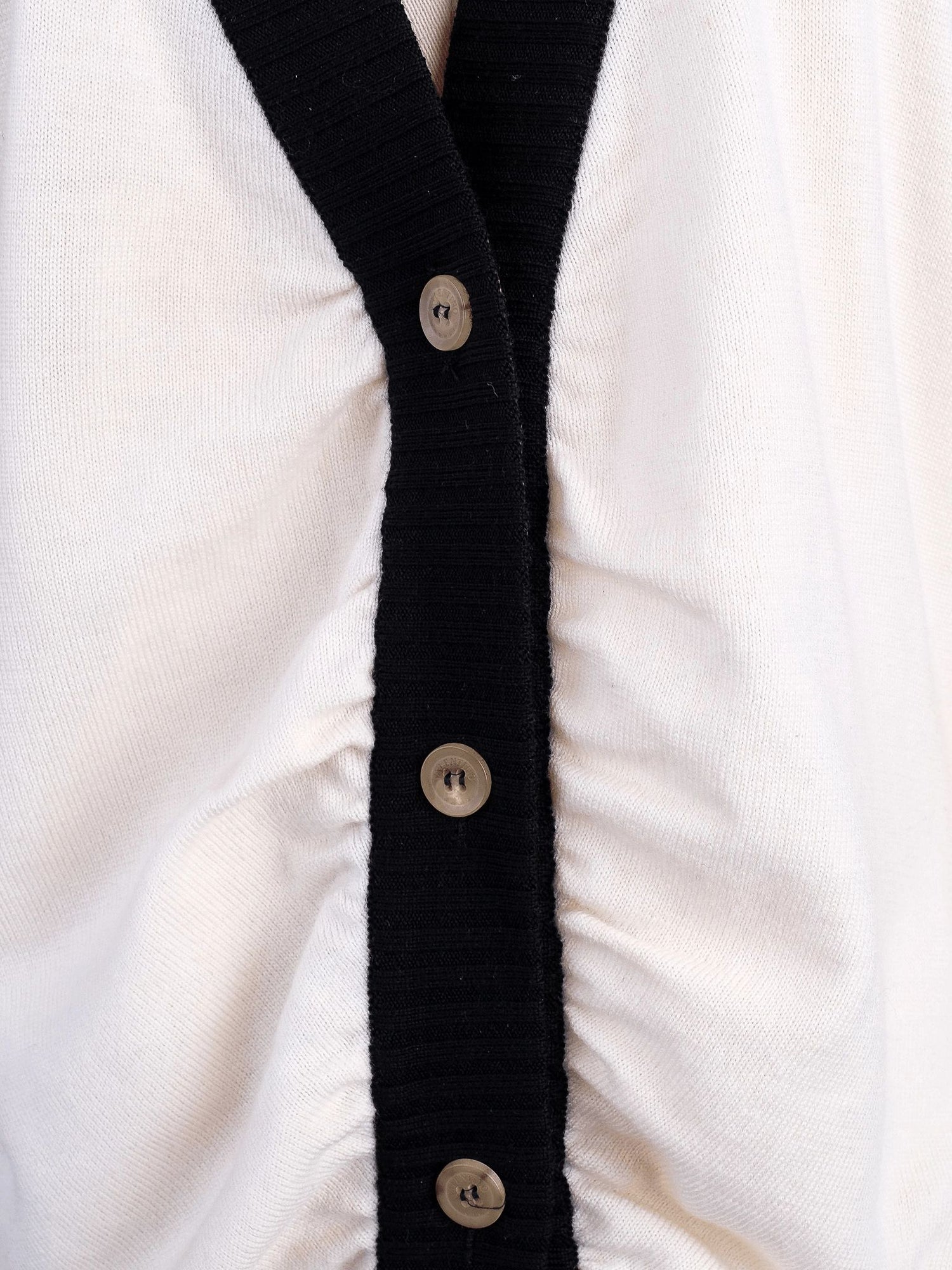 Excellent Valentino White Wool Cardigan Size M with Black Trim