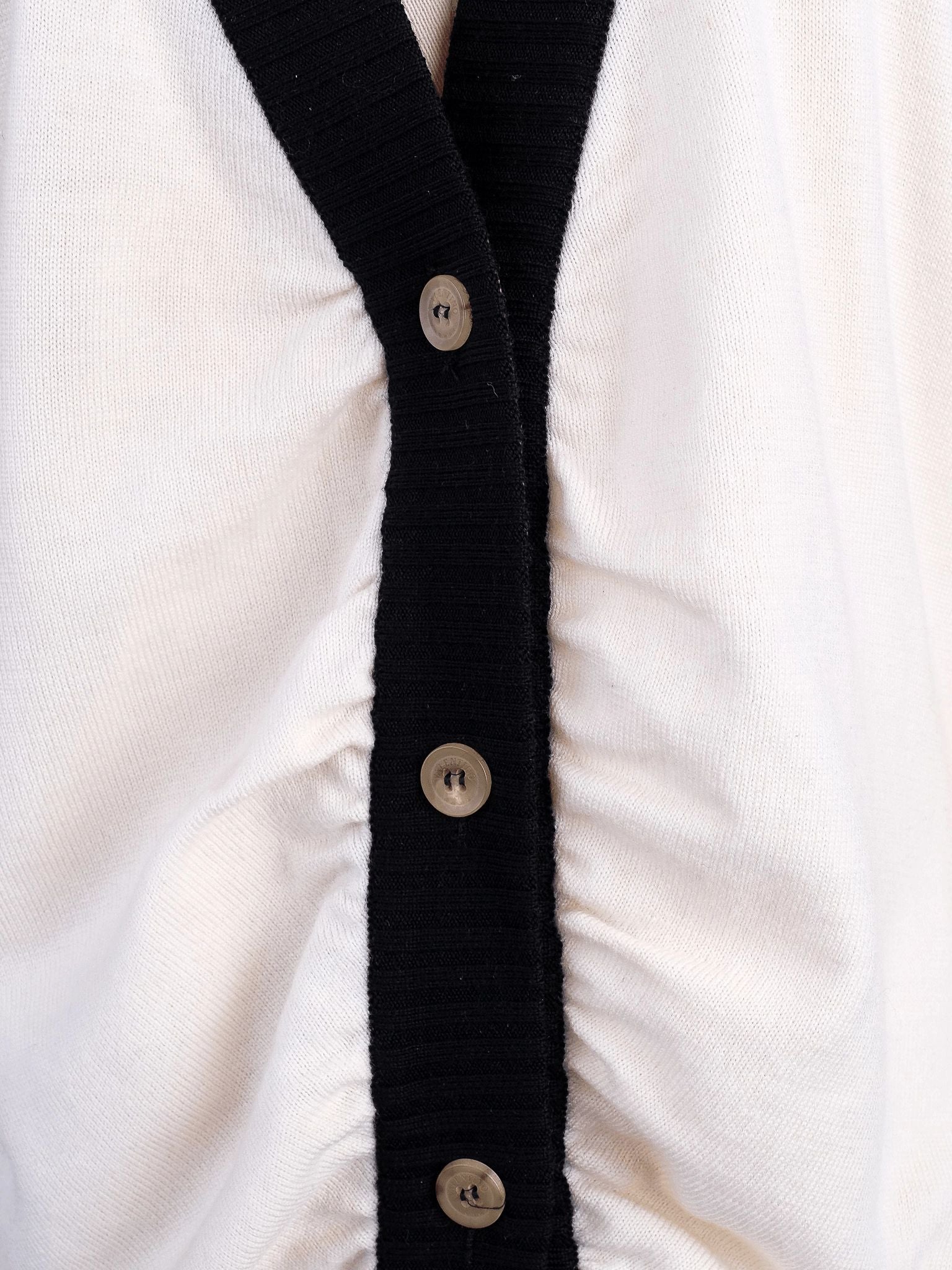 Excellent Valentino White Wool Cardigan Size M with Black Trim