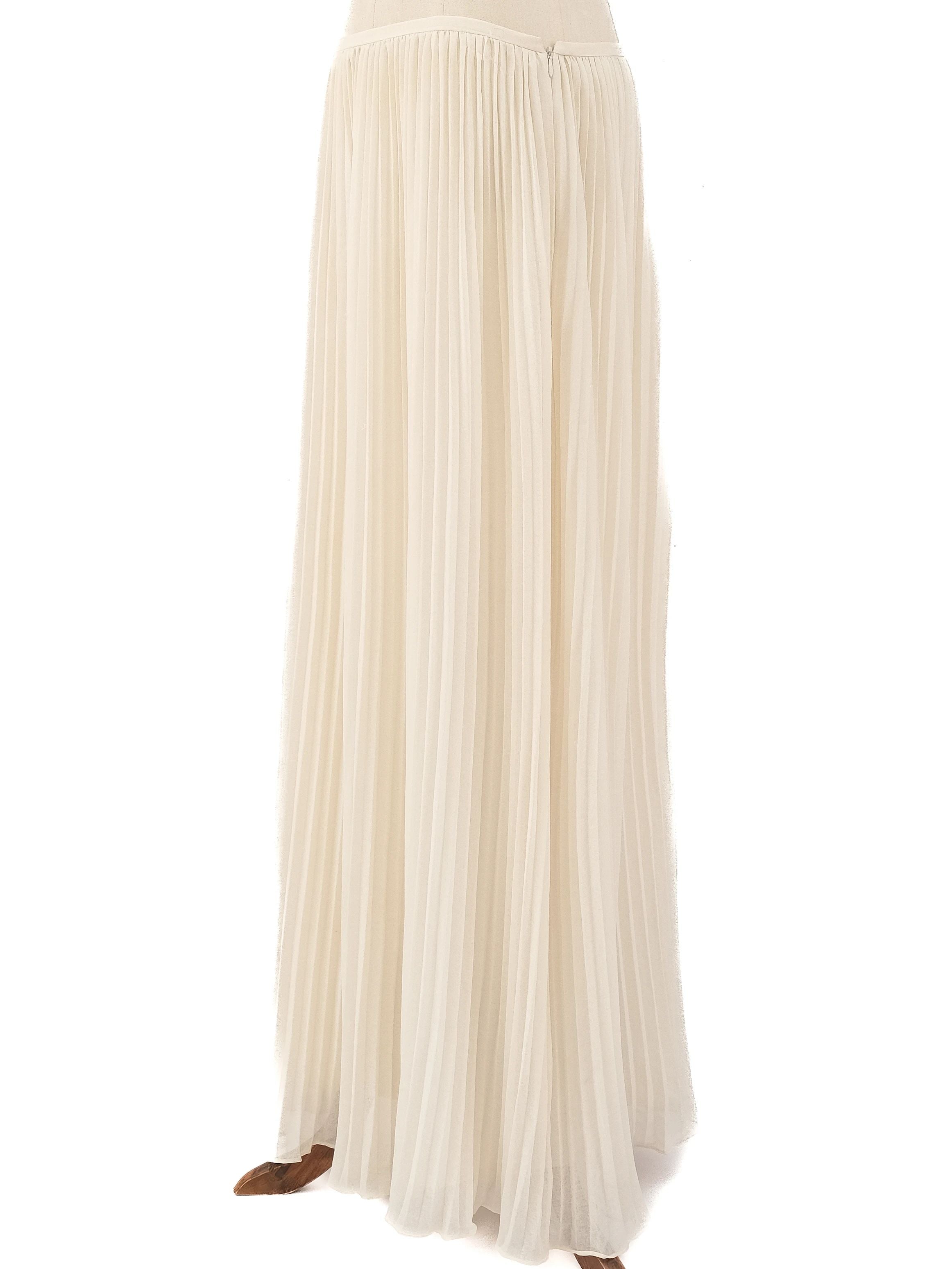 Excellent Theory White Pleated Maxi Skirt Size 4