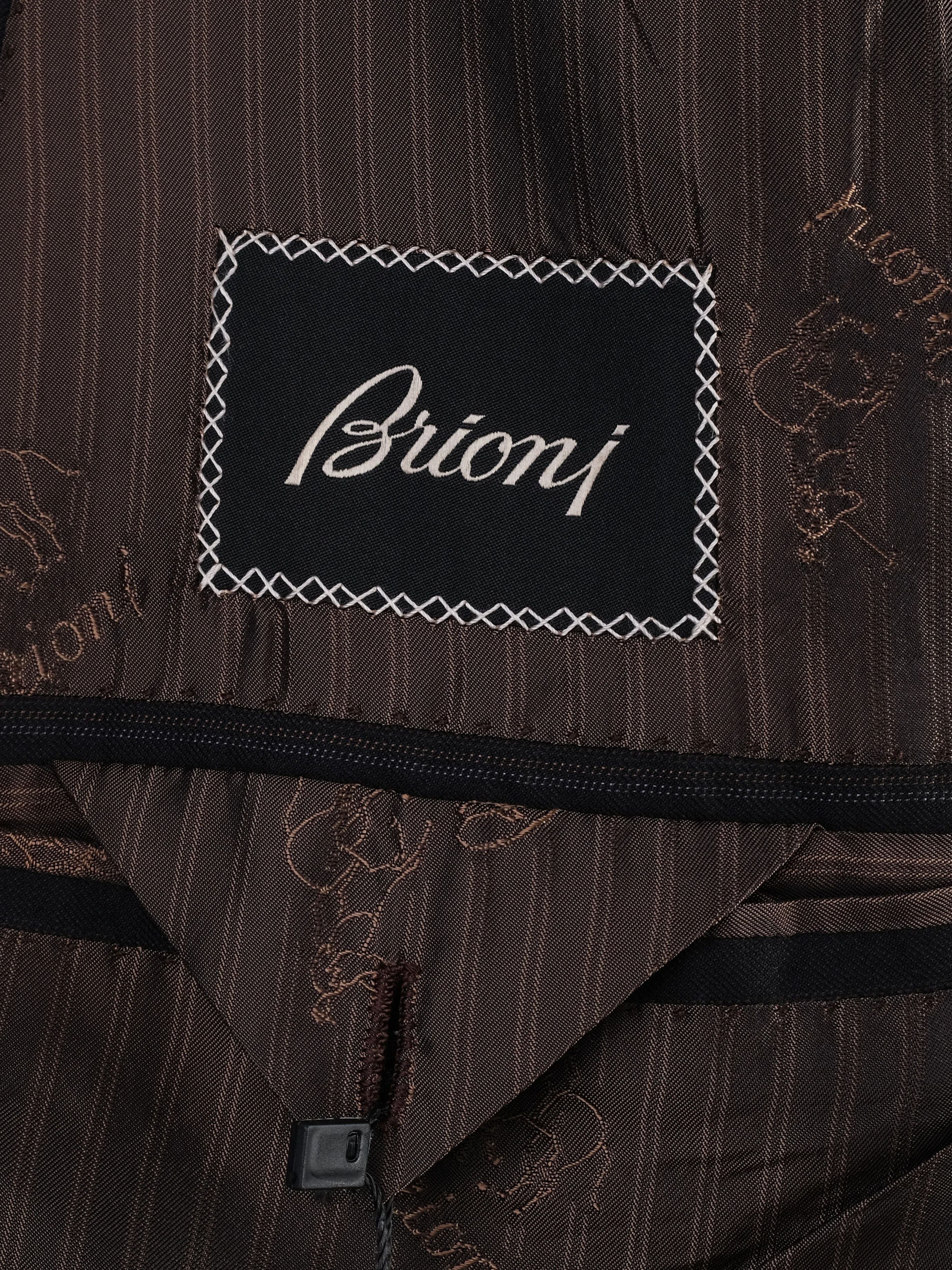 Excellent BRIONI Black Pinstripe Wool Suit Jacket Size XXL