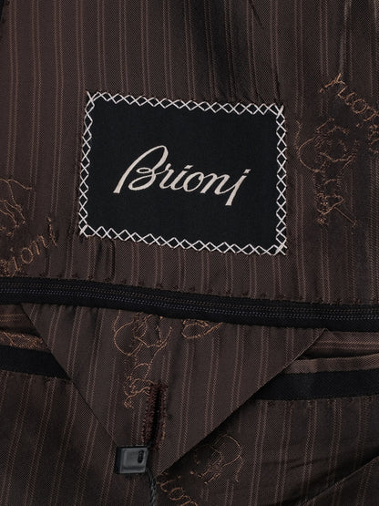 Excellent BRIONI Black Pinstripe Wool Suit Jacket Size XXL
