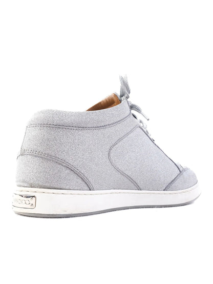 Excellent Jimmy Choo Gray Leather Sneakers with White Sole