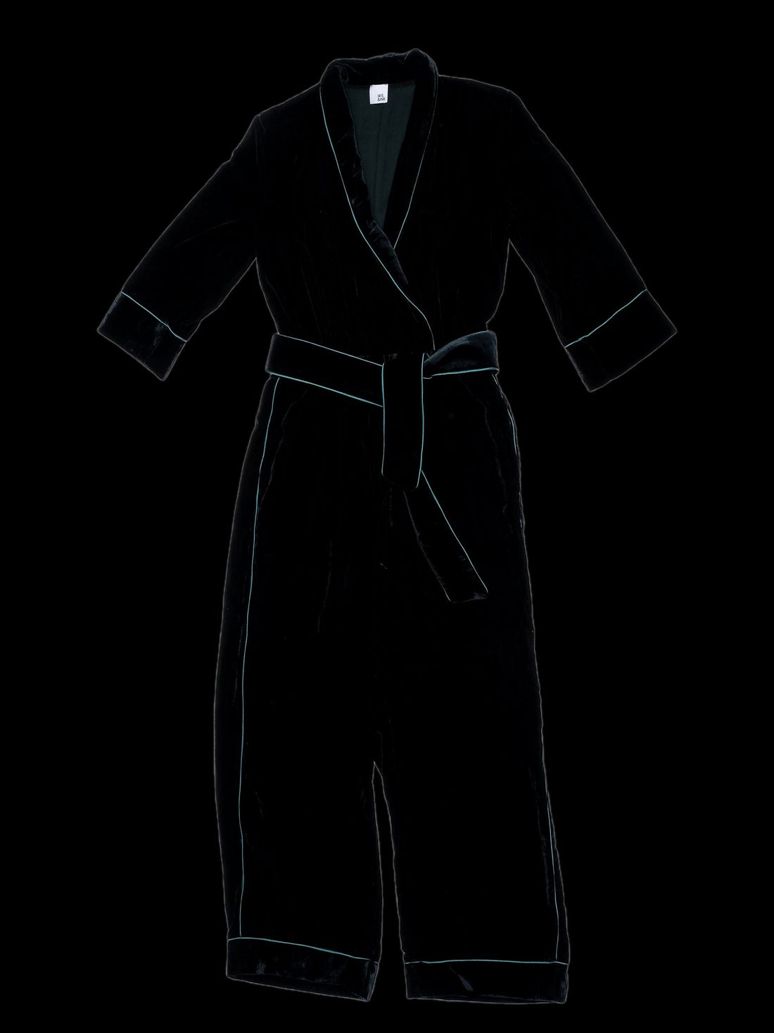 Excellent Iris&amp;Ink Green Polyester Robe M with Contrasting Trim