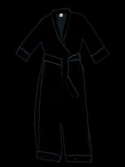 Excellent Iris&amp;Ink Green Polyester Robe M with Contrasting Trim