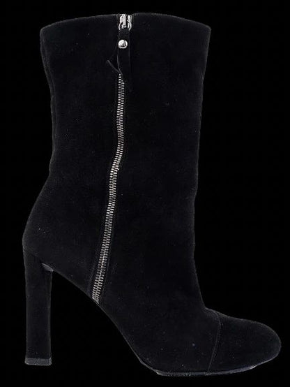 Excellent Stuart Weitzman Black Leather High-Heeled Boots Size 40