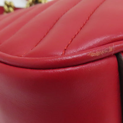Gucci Small Gg Marmont Shoulder Bag Red Matelasse Chevron Leather 443497