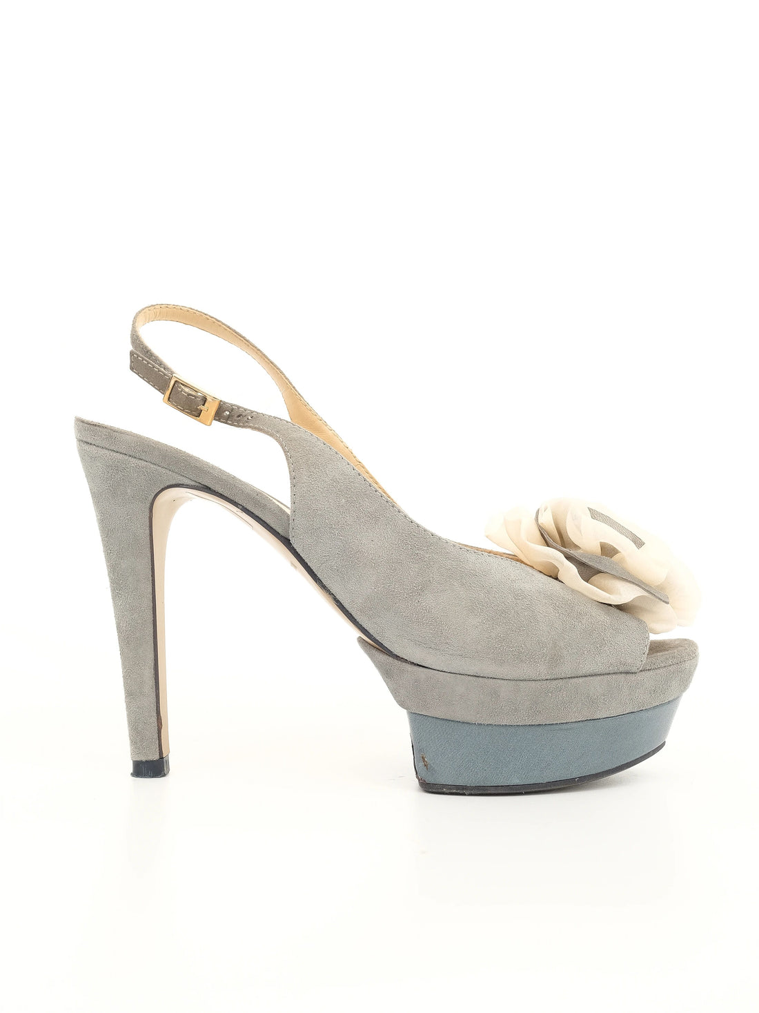 Excellent Giorgio Fabiani Blue Leather High-Heeled Shoes Size 37