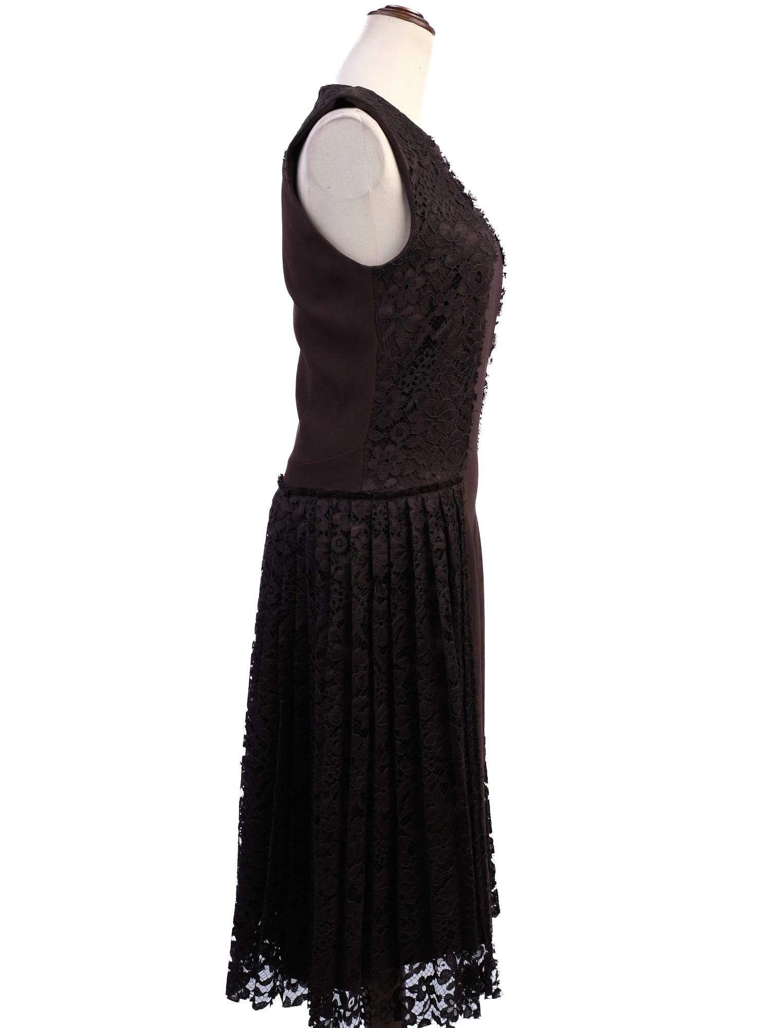 Joseph Black Sleeveless Dress with Lace Detail Size S Excellent