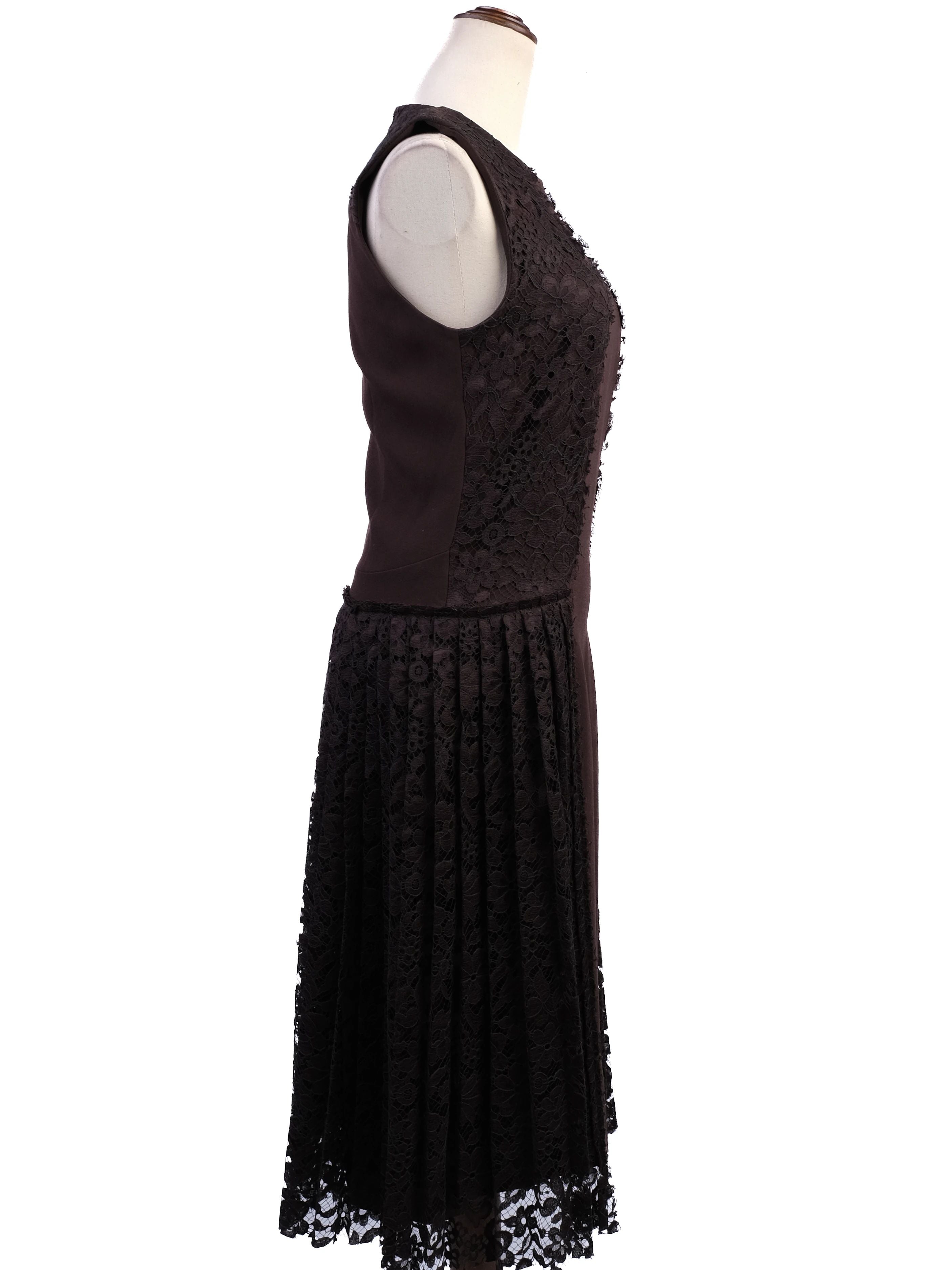 Joseph Black Sleeveless Dress with Lace Detail Size S Excellent