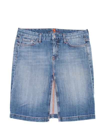 Excellent 7 For All Mankind Blue Denim Skirt Size M