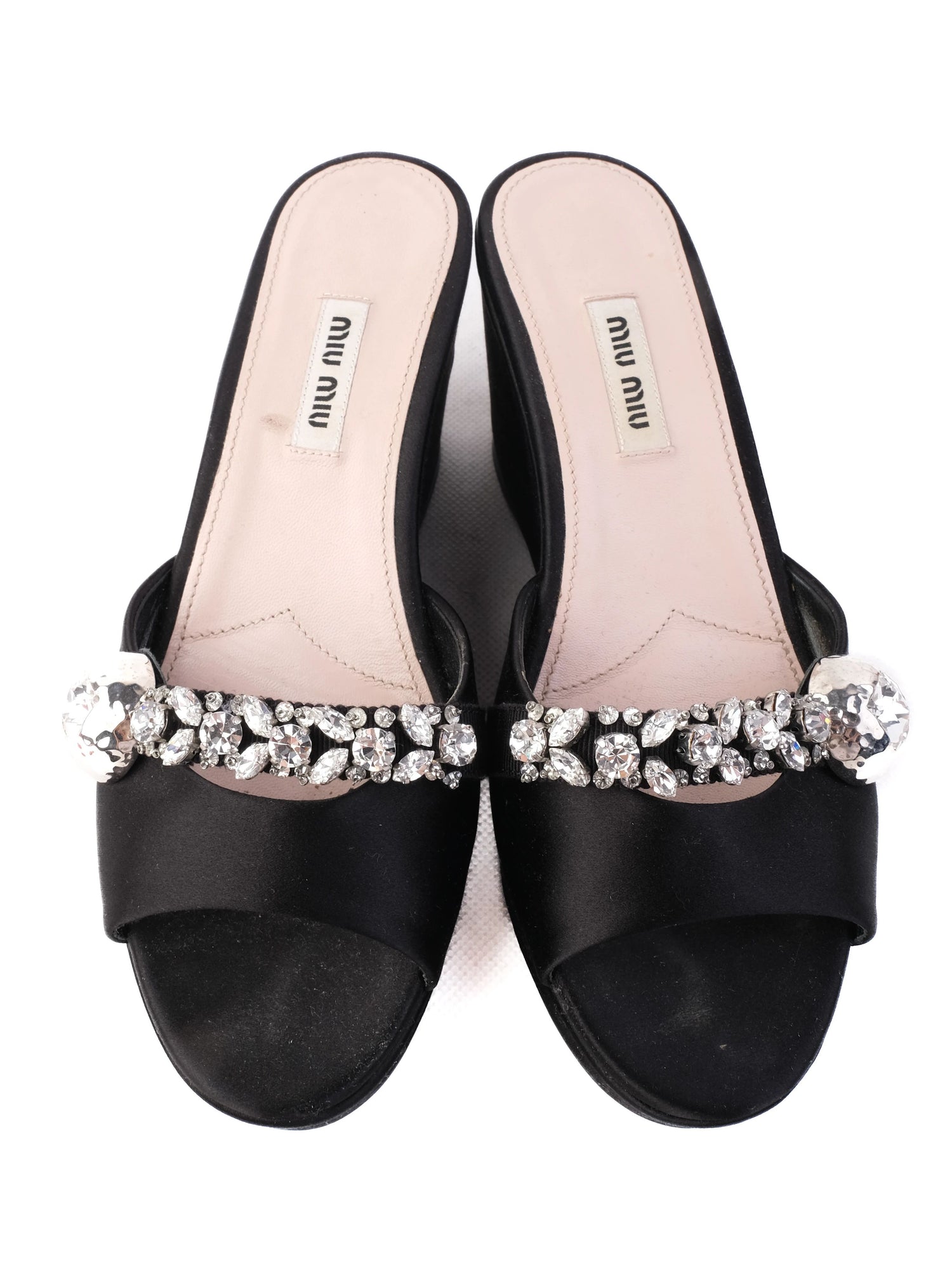 Perfect Miu Miu Black Fabric Wedge Sandals Peep-Toe Size 37