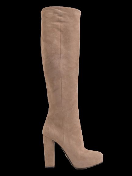 Excellent Prada Knee-High Boots White Genuine Suede High Heels