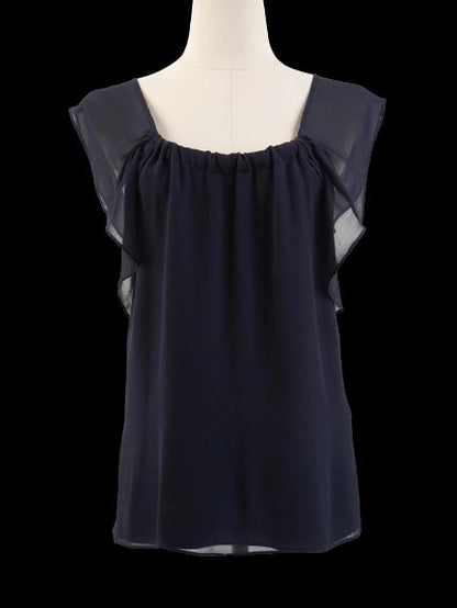 Excellent Armani Exchange Blue Silk Blouse Size S with Ruffles