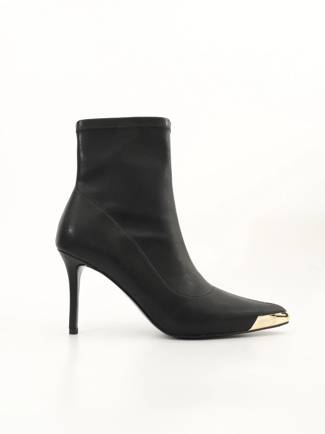 NEW Versace Jeans Black Leather High-Heeled Ankle Boots Size 38