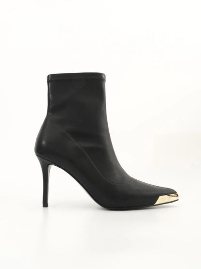NEW Versace Jeans Black Leather High-Heeled Ankle Boots Size 38