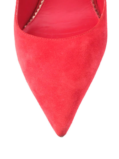 Excellent Lesilla Red Genuine Suede High-Heeled Shoes with Gold Heel