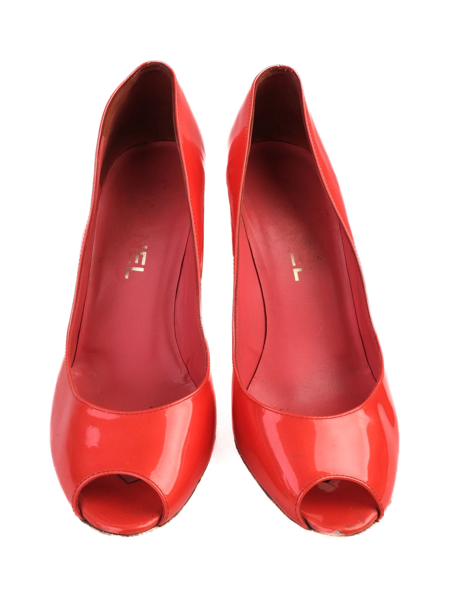 Excellent Chanel Red Leather High-Heeled Shoes Size 37.5
