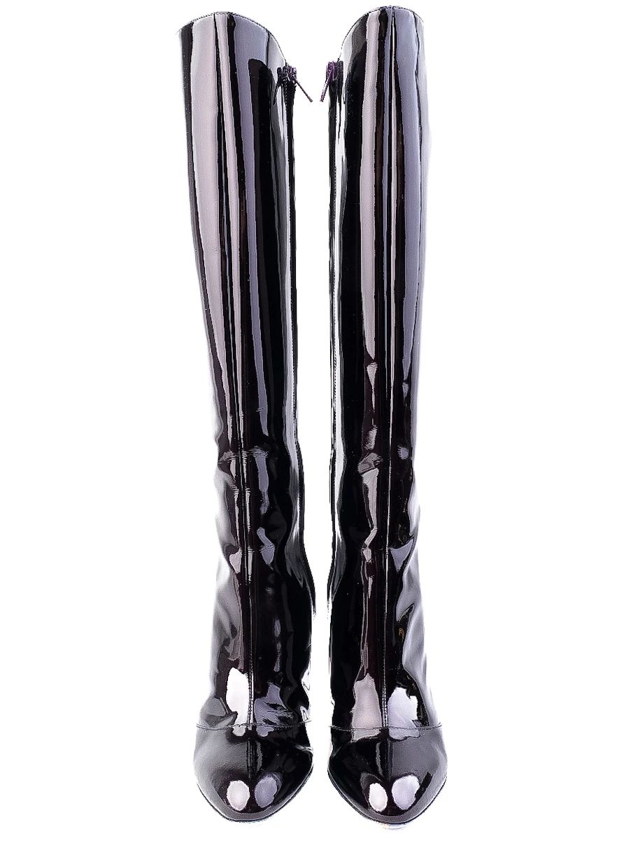 Excellent Emilio Pucci Black Leather High-Heeled Boot Size 38