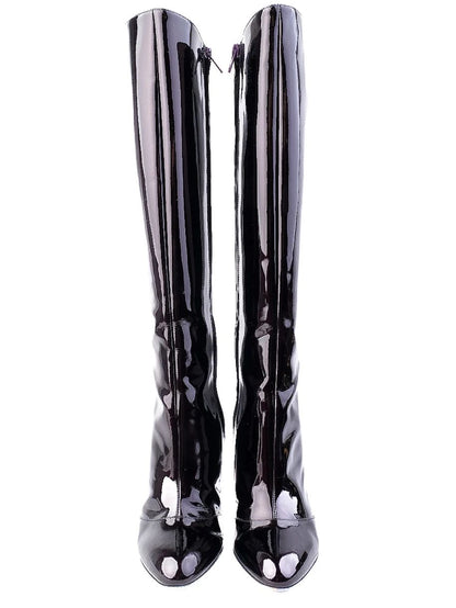 Excellent Emilio Pucci Black Leather High-Heeled Boot Size 38