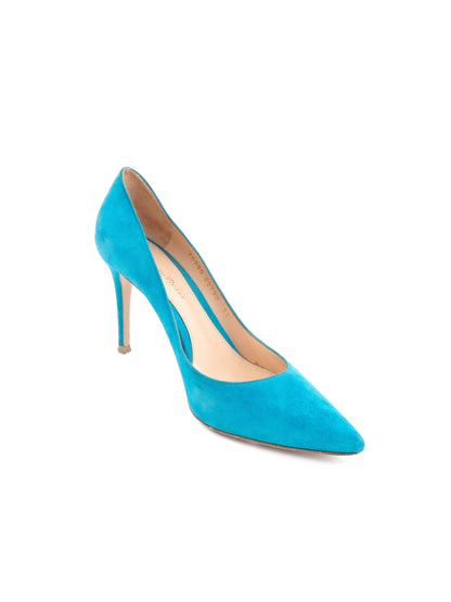 Excellent Gianvito Rossi Blue Suede Heels Size 37