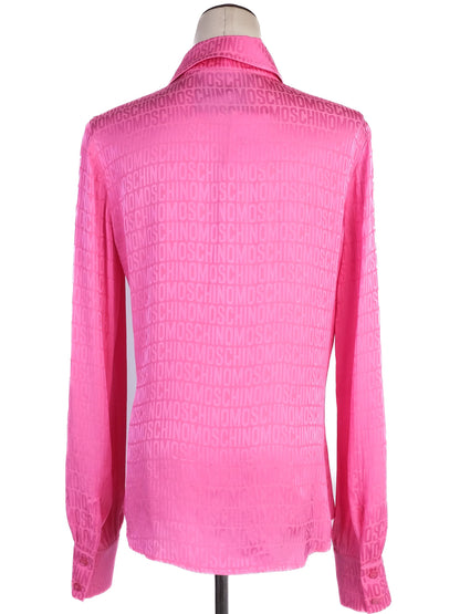 Excellent Moschino Pink Blouse Long Sleeve Viscose Patterned
