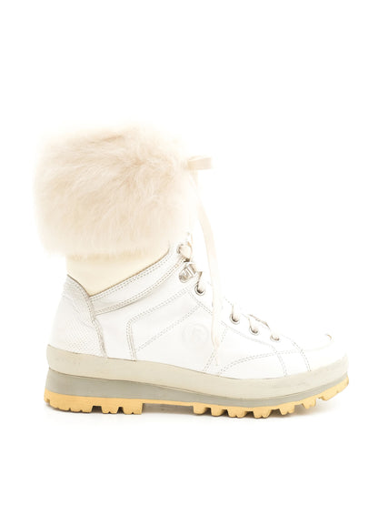NEW Bogner White Fuzzy Boots Size 38 Winter Rugged Sole