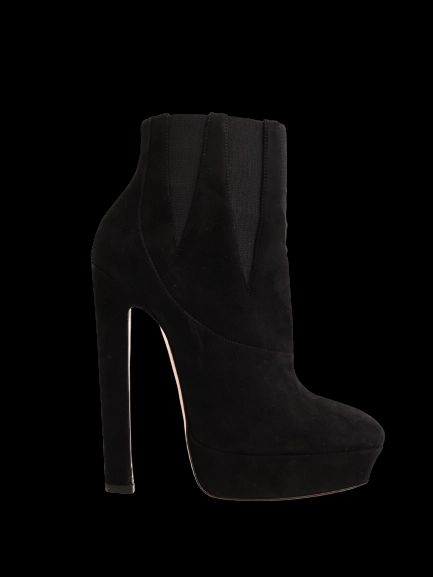Average Alaia Black Genuine Suede High-Heeled Ankle Boot Size 38