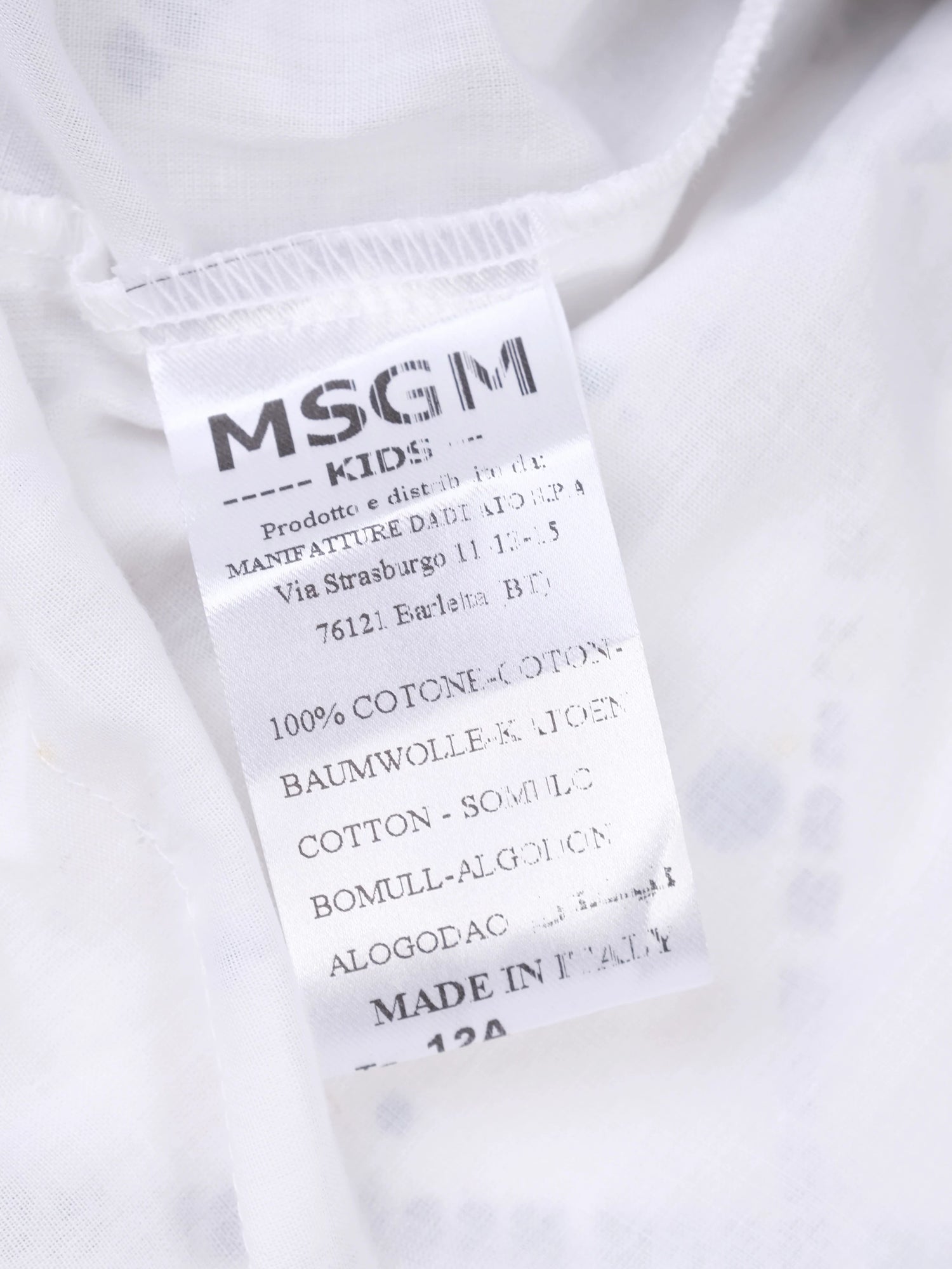 Excellent MSGM Kids Dress White Cotton Grid Pattern Size 12