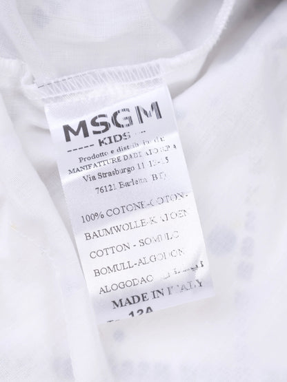 Excellent MSGM Kids Dress White Cotton Grid Pattern Size 12