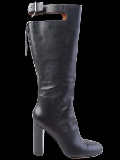 Perfect Marc Jacobs Black Leather Knee-High High-Heeled Boots Size 38