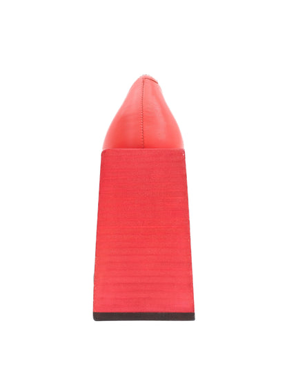 NEW N21 Red Leather High Heel Shoes Size 38 with Chunky Heel