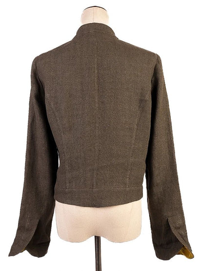 Excellent Etro Gray Cropped Wool Jacket Size M for Women