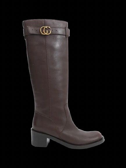Excellent Gucci Orange Leather Knee-High Boots Size 36.5