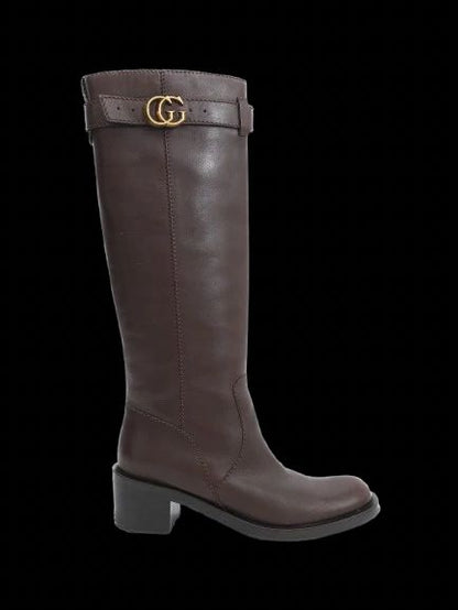 Excellent Gucci Orange Leather Knee-High Boots Size 36.5