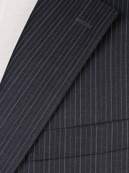Excellent Canali Black Wool Suit Jacket Men Size XXL Pinstripe
