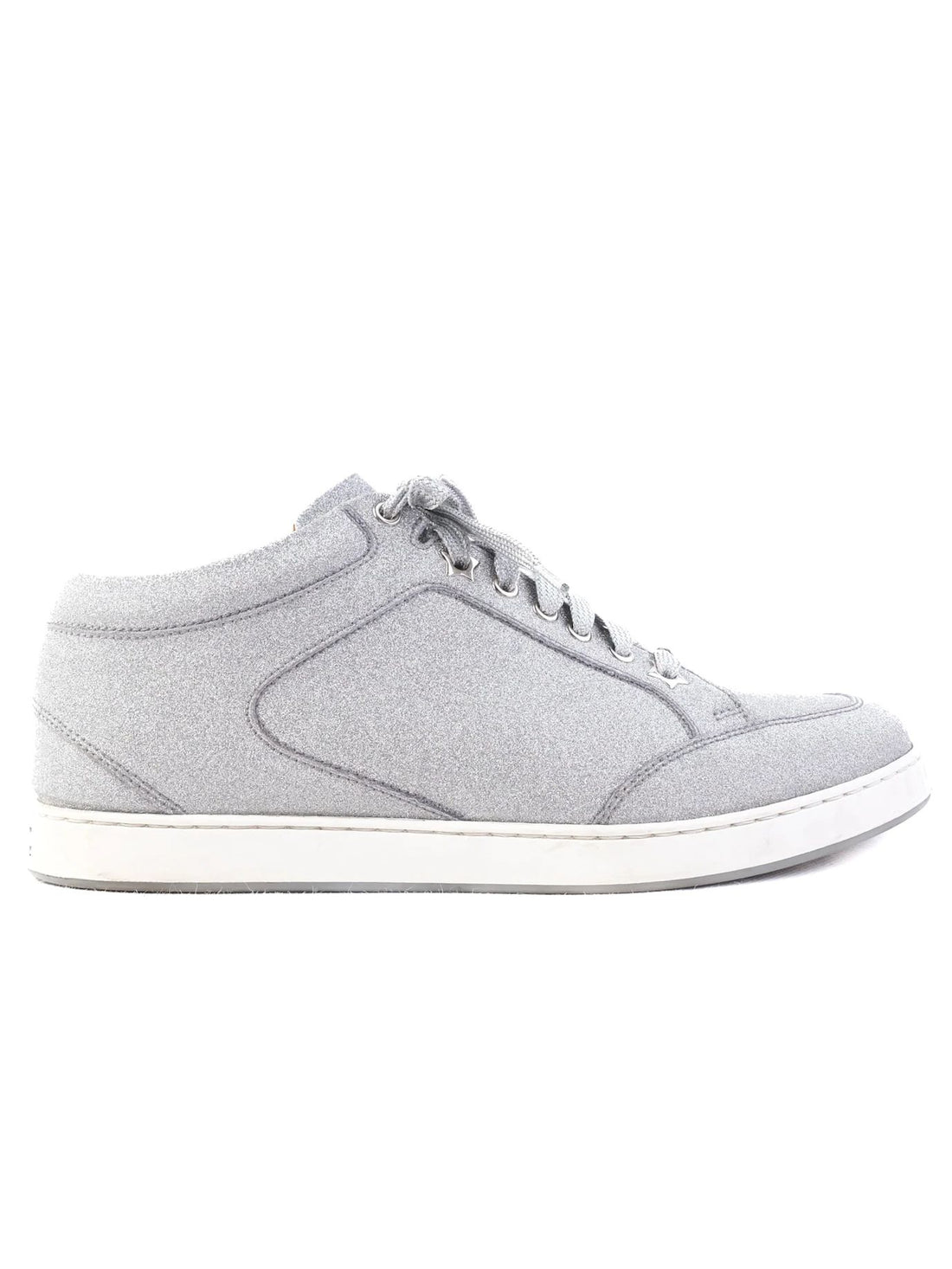 Excellent Jimmy Choo Gray Leather Sneakers with White Sole