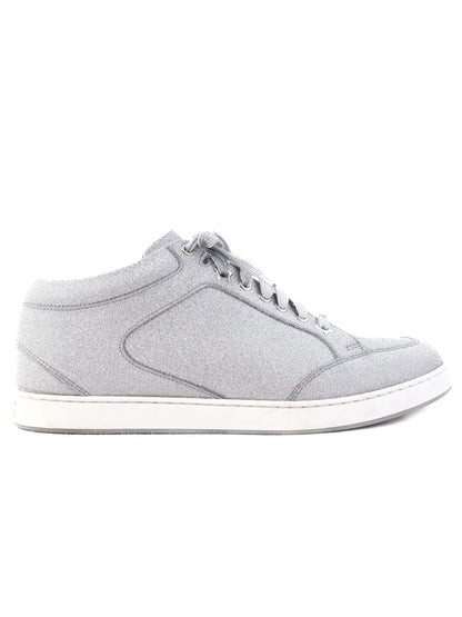 Excellent Jimmy Choo Gray Leather Sneakers with White Sole