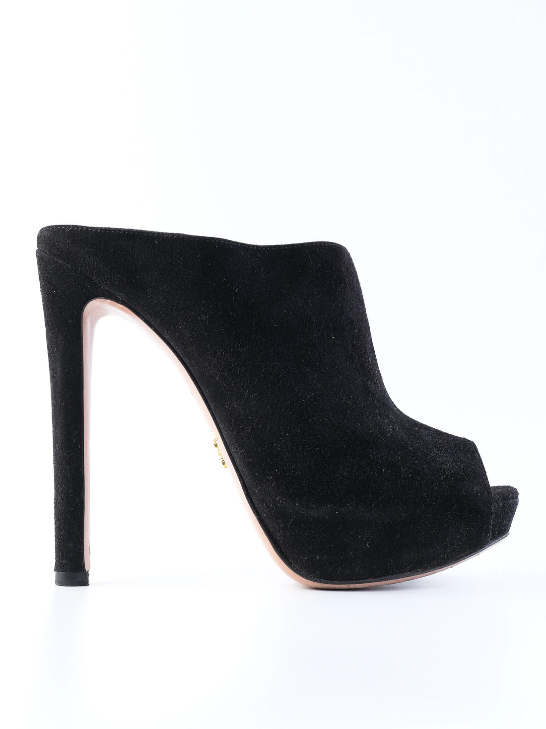Excellent Prada Black Leather High-Heeled Mules Size 38