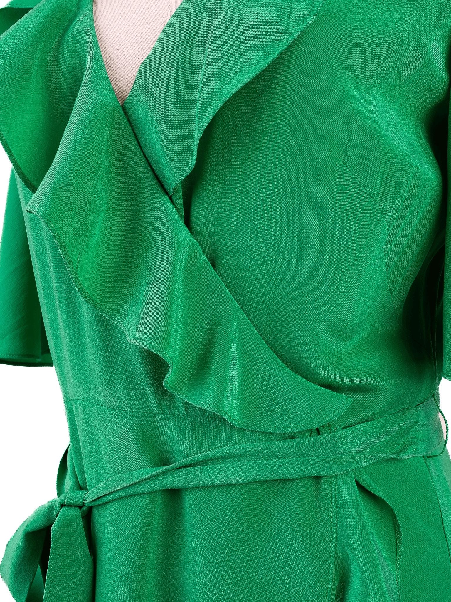 Average Condition Karen Millen Green Silk Wrap Dress Size M