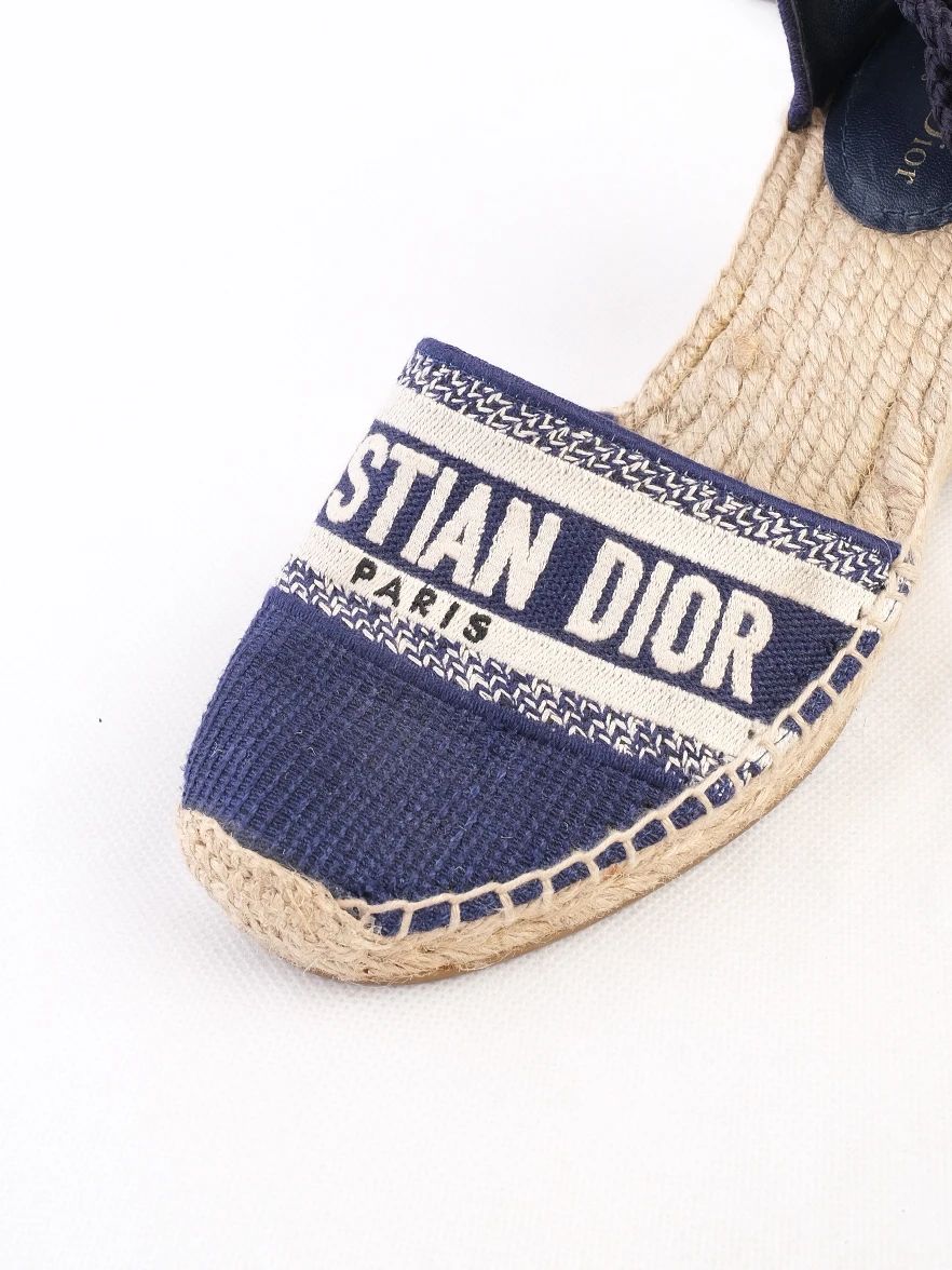 Excellent Dior Blue Fabric Wedge Espadrilles - Stylish Women&