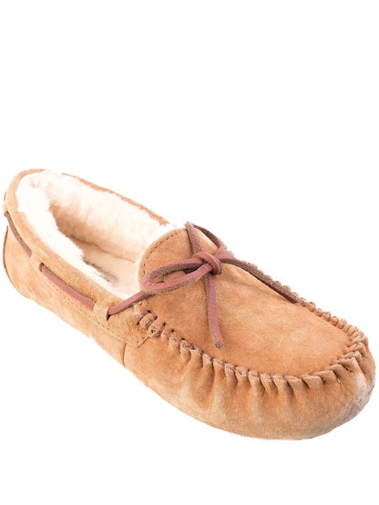 Excellent UGG Slippers Orange Leather Size 38 Moccasin Style