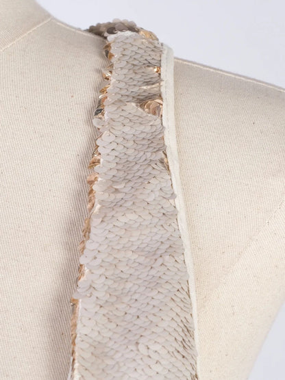 Excellent Viscose Sleeveless Sequined Dress Size L Women&