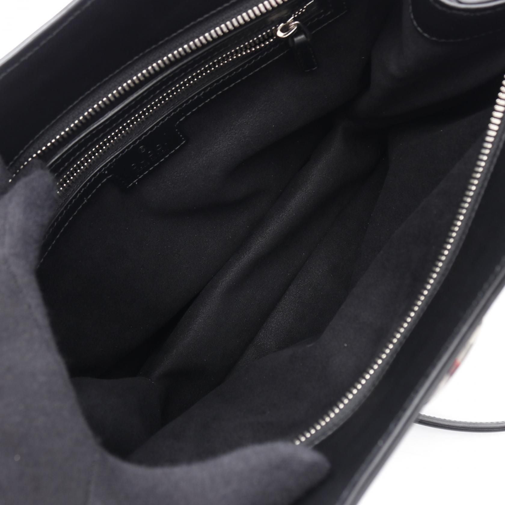 Gucci Petite Gg Handbag Black Leather 745918